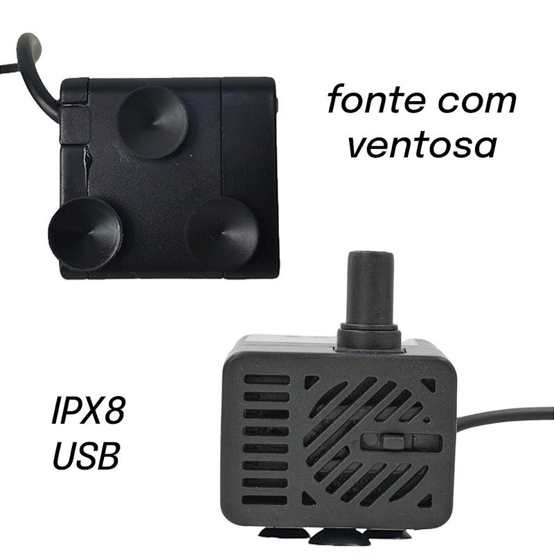 Fonte Bebedouro Gatos Cães Automático Com Filtro USB Bivolt 2,5 Litro