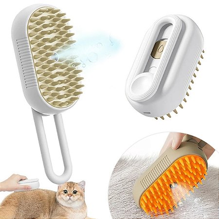 Escova Tira Pelo Vapor Retrátil Pet Usb Recarregável Cão Gato