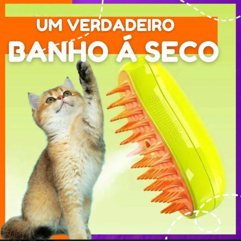 Escova Tira Pelo Vapor Pet Usb Recarregável Cão Gato