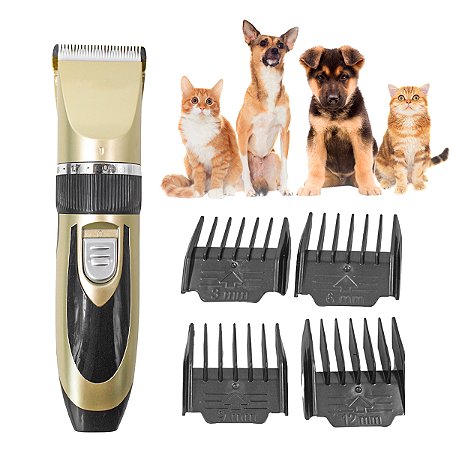 Kit Pet Maquina Recarregável Tosa De Cães E Gatos